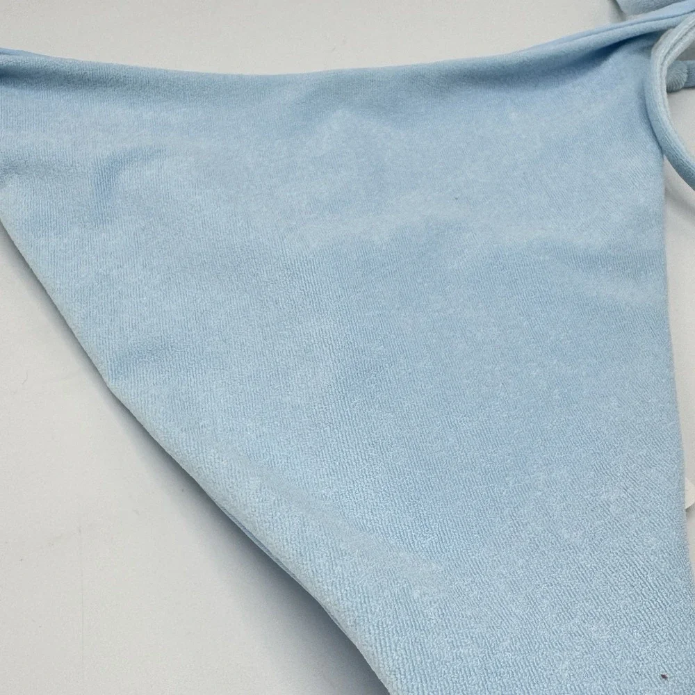 L*Space Lennox Classic Bikini Bottom Medium NWT Sky Blue Terry Swim Brief